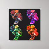 Kleurrijke Zwarte Vrouwen Canvasprint met Spanraam Canvas Afdruk (Voorkant)