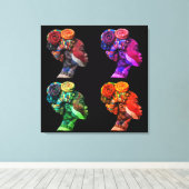 Kleurrijke Zwarte Vrouwen Canvasprint met Spanraam Canvas Afdruk (Insitu (Houten vloer))