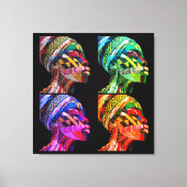 Kleurrijke Zwarte Vrouwen Canvasprint met Spanraam Canvas Afdruk (Voorkant)