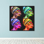 Kleurrijke Zwarte Vrouwen Canvasprint met Spanraam Canvas Afdruk (Insitu (Houten vloer))