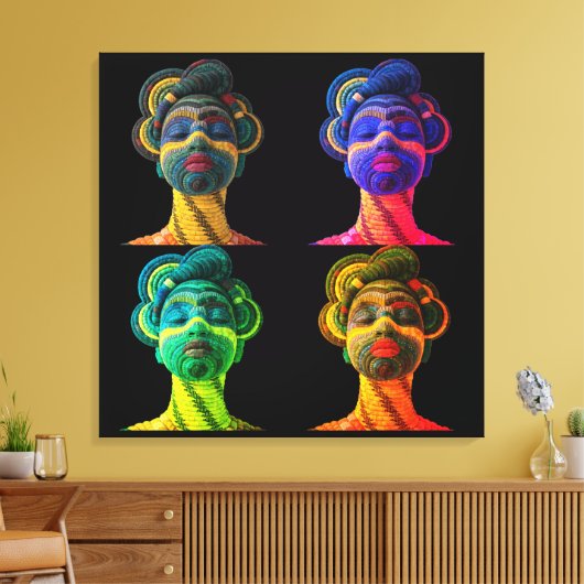 Kleurrijke Zwarte Vrouwen Canvasprint met Spanraam Canvas Afdruk (Insitu (Woonkamer))