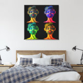 Kleurrijke Zwarte Vrouwen Canvasprint met Spanraam Canvas Afdruk (Insitu (Slaapkamer))
