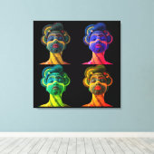Kleurrijke Zwarte Vrouwen Canvasprint met Spanraam Canvas Afdruk (Insitu (Houten vloer))