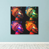 Kleurrijke Zwarte Vrouwen Canvasprint met Spanraam Canvas Afdruk (Insitu (Houten vloer))