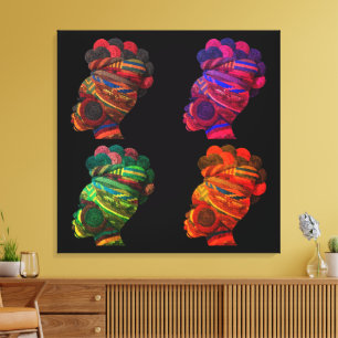 Kleurrijke Zwarte Vrouwen Canvasprint met Spanraam Canvas Afdruk