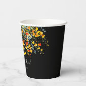 Kleurrijke zwarte Waterverf bloemenbruiloft Papieren Bekers (Achterkant)