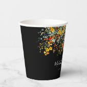 Kleurrijke zwarte Waterverf bloemenbruiloft Papieren Bekers (Voorkant)