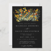 Kleurrijke zwarte zomer bloemenbruiloft kaart (Voorkant)