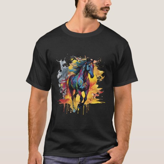 Kleurrijke zwavel Paard Splash T-shirt (Voorkant)