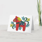 Kleurrijke Zweedse Dala Horse Feestdagen Kaart (Voorkant)