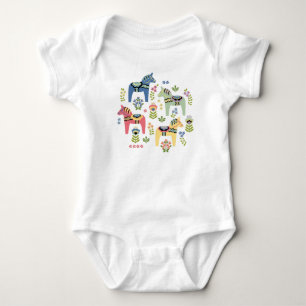 Kleurrijke Zweedse Dala paarden Romper