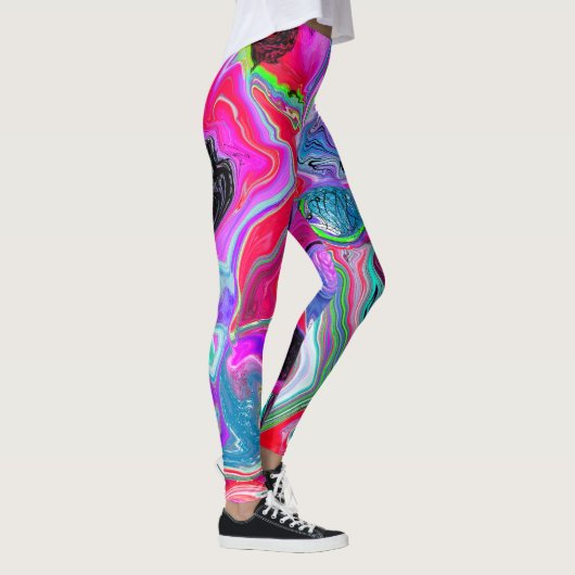 Kleurrijke zwemmen Abstracte vloerkunst Leggings (Rechts)