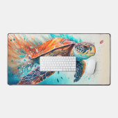 Kleurrijke zwemmen Zee schildpad illustratie Bureaumat (Keyboard & Muis)