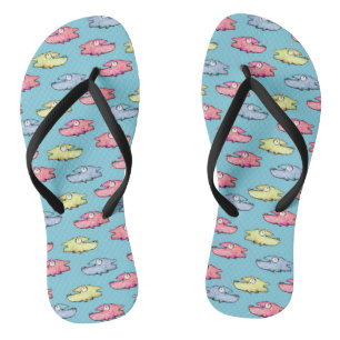 Kleurrijke zwemmende gelukkige vissen teenslippers