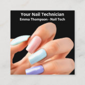 Kleurrijke Zwemnagel Technicus Eenvoudige Vingerna Vierkante Visitekaartje (Voorkant)