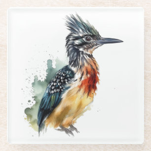 Kleurrijke zwerver in waterkleur glazen onderzetter