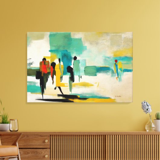 Kleurrijkheid rond het middaguur – Abstracte figur Canvas Afdruk (Insitu (Woonkamer))
