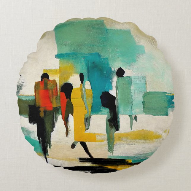 Kleurrijkheid rond het middaguur – Abstracte figur Kussen (Voorkant)