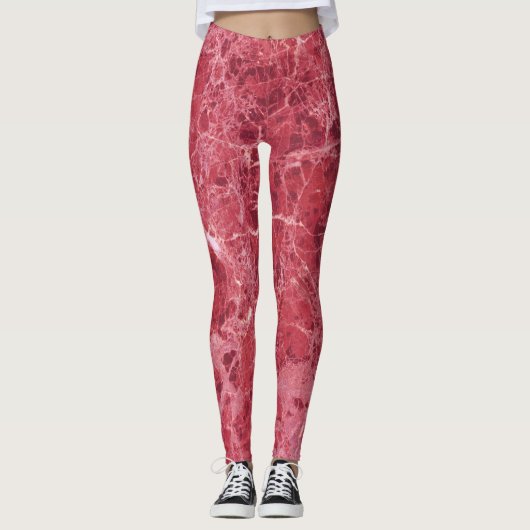 Kleurrode koraalmarmer leggings (Voorkant)