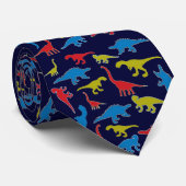 Kleurrode rode blauwe dinosaurussen stropdas (Opgerold)
