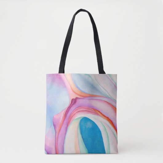 Kleurroze blauwe abstracte kunst Georgia O'Keeffe  Tote Bag (Voorkant)