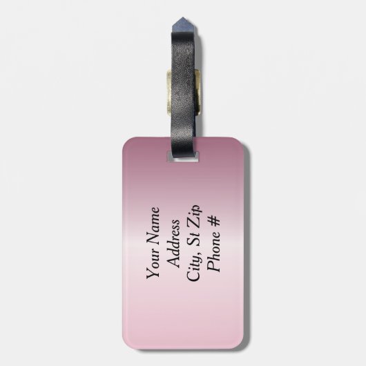 Kleurroze en bruin gestreept design bagagelabel (Achterkant verticaal)