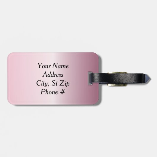 Kleurroze en bruin gestreept design bagagelabel (Achterkant horizontaal)