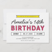 Kleurroze en geel Elke leeftijd Moderne verjaardag Kaart (Voorkant)