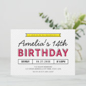 Kleurroze en geel Elke leeftijd Moderne verjaardag Kaart (Staand voorkant)