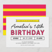 Kleurroze en geel Elke leeftijd Moderne verjaardag Kaart (Voorkant / Achterkant)