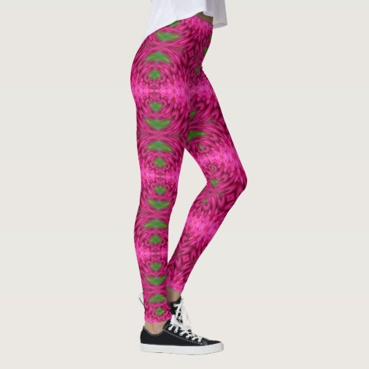 Kleurroze en groen Abstract patroon Leggings (Rechts)