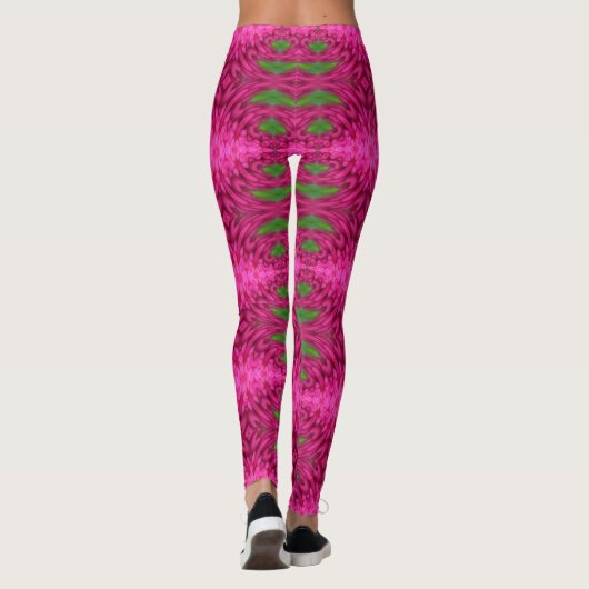 Kleurroze en groen Abstract patroon Leggings (Achterkant)