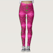 Kleurroze en groen Abstract patroon Leggings (Voorkant)