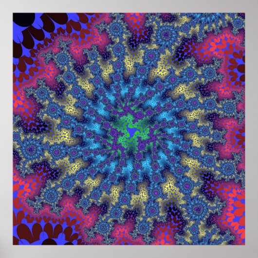 Kleurroze en lichtblauw fractal poster (Voorkant)