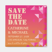 Kleurroze en Oranje geometrisch sparen de datum Magneet (Voorkant)