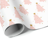 Kleurroze kerstbomen die het ompakken van papier v (Rol Hoek)