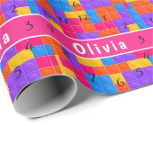 Kleurroze Paarse bouwblokken - Aangepast Cadeaupapier (Rol Hoek)