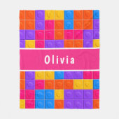 Kleurroze Paarse bouwblokken - Aangepast Fleece Deken (Voorkant)