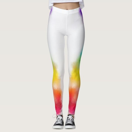 Kleurroze roze roodblauw groen geel modern elegant leggings (Voorkant)