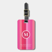Kleurroze stropen | Naam Initiaal Bagagelabel (Voorkant verticaal)