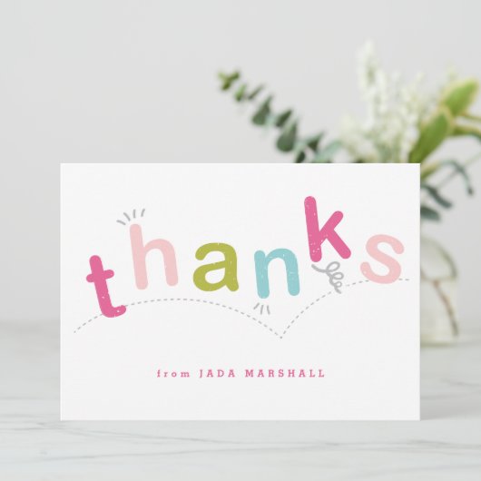 Kleurroze Type Kinder Bedankkaart (Staand voorkant)