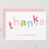 Kleurroze Type Kinder Bedankkaart (Voorkant / Achterkant)