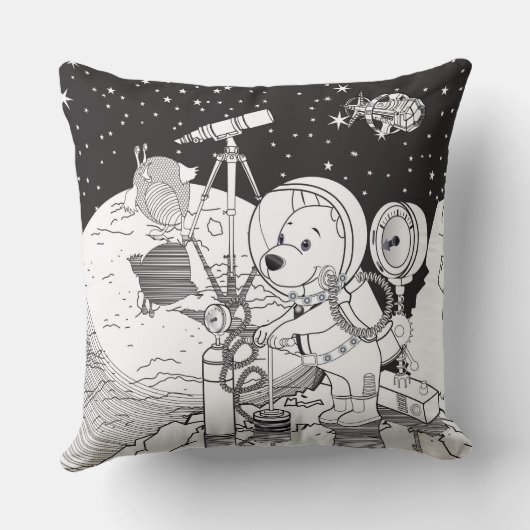 Kleurruimte met een astronautenpuppy kussen (Achterkant)