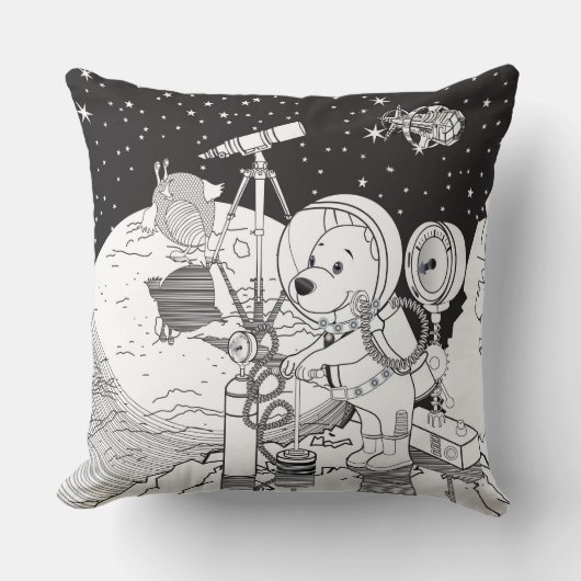 Kleurruimte met een astronautenpuppy kussen (Voorkant)