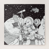 Kleurruimte met een astronautenpuppy legpuzzel (Verticaal)