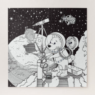 Kleurruimte met een astronautenpuppy legpuzzel