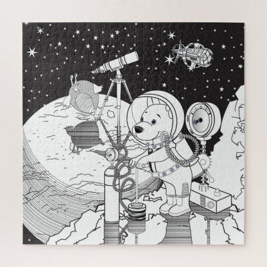 Kleurruimte met een astronautenpuppy legpuzzel (Verticaal)
