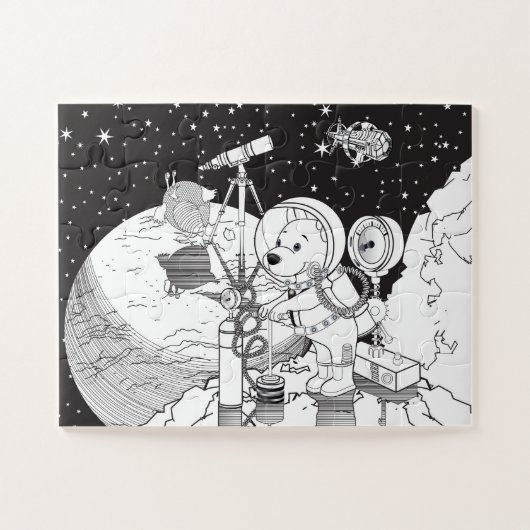 Kleurruimte met een astronautenpuppy legpuzzel (Horizontaal)