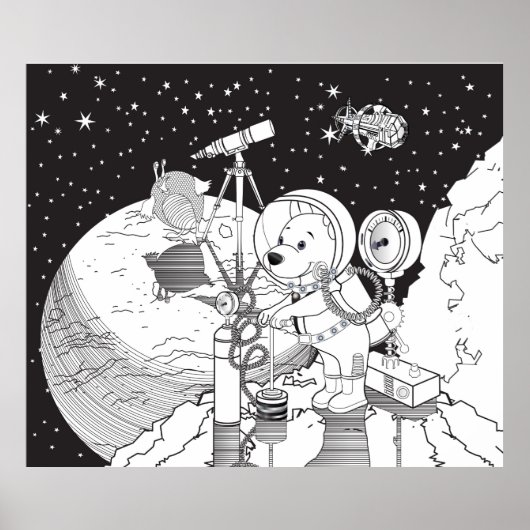 Kleurruimte met een astronautenpuppy poster (Voorkant)