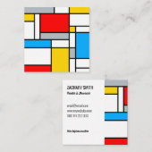 Kleursamenstelling Retro Mondriaanse stijl Vierkante Visitekaartje (Voorkant / Achterkant)